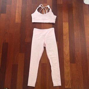 Zyia- Iridescent Leopard Print- Medium Pink Sports Bra & Size 2 Leggings Set